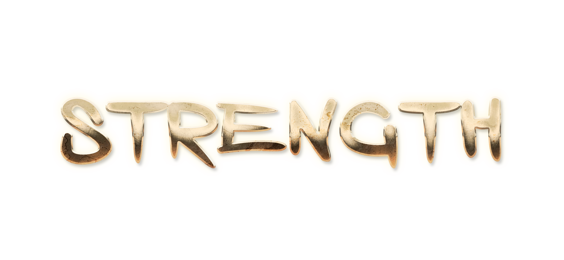 WORD STRENGTH gold text effects art typography PNG images free